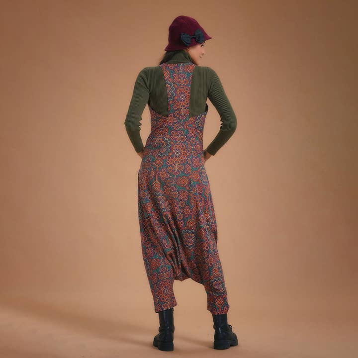 Halter Neck Ethnic Printed Cotton Jumpsuit Pants