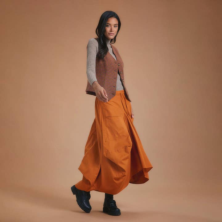 Mustard Oversized Pocket Long Boho Skirt