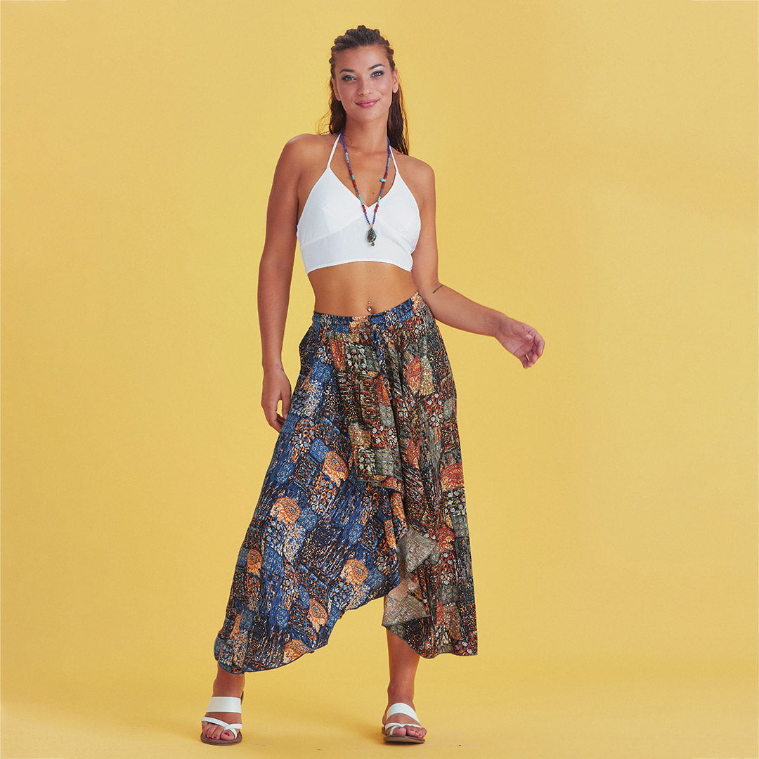 Ethnic Patterned Bohemian Double Layer Skirt