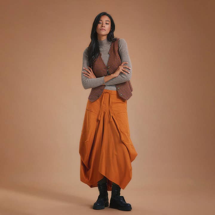 Mustard Oversized Pocket Long Boho Skirt