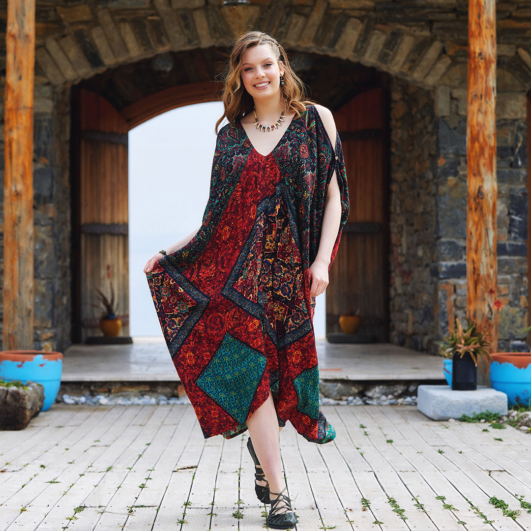 Black Patterned Low Back Bohemian Summer Dress