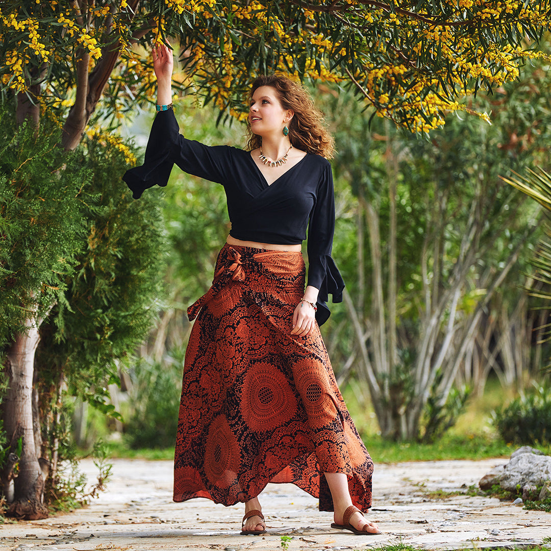 Flowy shop orange skirt